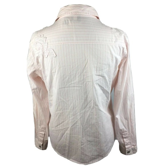 Chicos Women's Pink Embroidered Button Up Shirt Size Medium - Picture 5 of 8